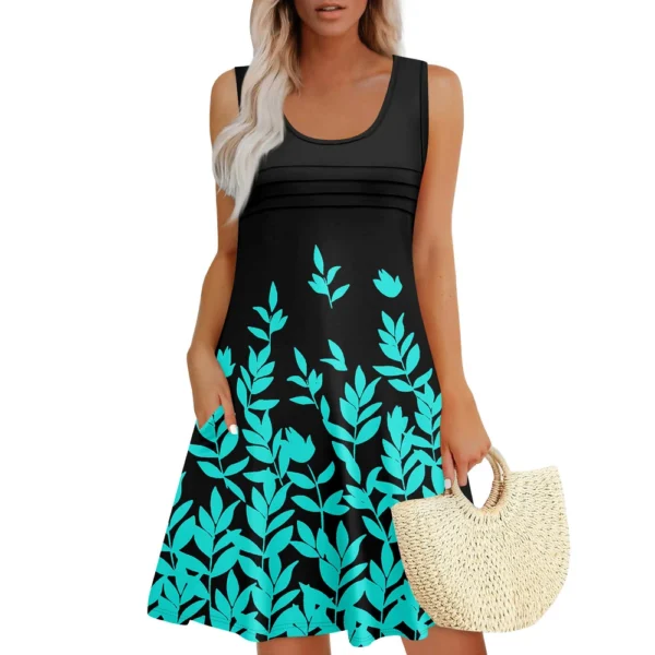 Womens Summer Dresses Loose  Sleeveless Sundresses Dress With Pockets - Image 28