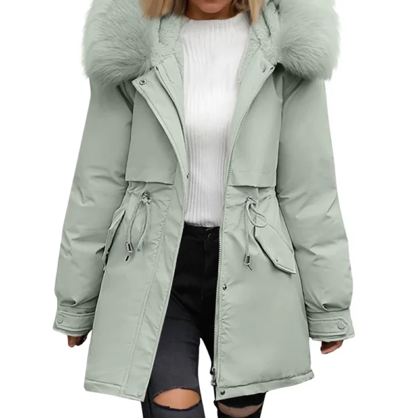 Women's Casual Warm Versatile Large Collar Solid Color Thickened Cotton Coat - Image 7