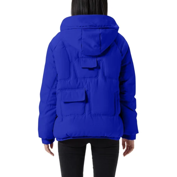 Women's Casual Warm Versatile Large Collar Solid Color Thickened Cotton Coat - Image 9