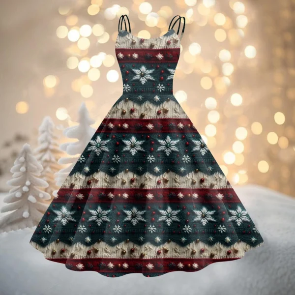 Women's Printed Strapless Gothic Cocktail Punk Sexy Fashion Dress Christmas - Image 16