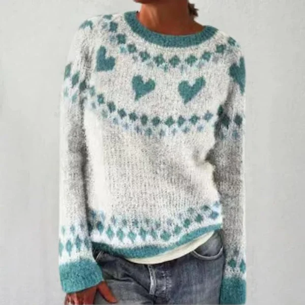 Women's Fashionable Casual Printed Round Neck Pullover Loose Long Sleeved - Image 31