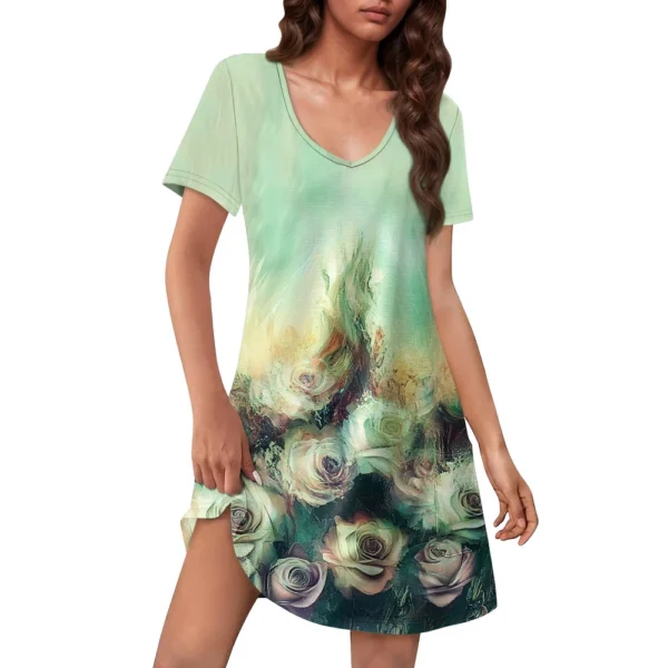Women's Casual Sundress With Pockets Summer Boho Beach Dress Floral Blouses For - Image 20