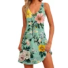 Women's Floral Print Dress, Vest, Skirt With Pockets, Beach Skirt, V-Neck Vest - Image 29