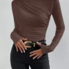 Women's Solid Color Slim Long Sleeve T-Shirt Women - Image 15