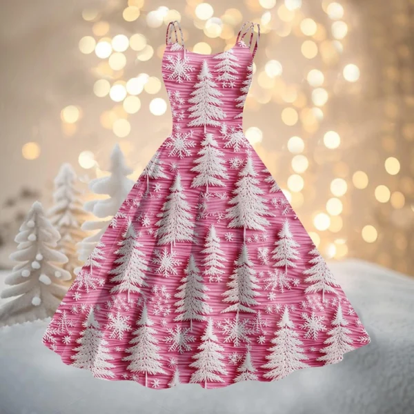 Women's Printed Strapless Gothic Cocktail Punk Sexy Fashion Dress Christmas - Image 40
