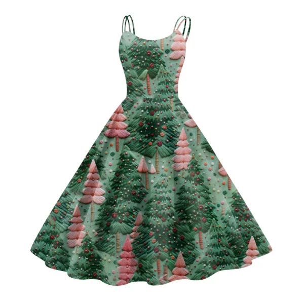 Women's Printed Strapless Gothic Cocktail Punk Sexy Fashion Dress Christmas - Image 20