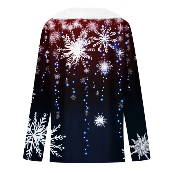 Women's V Neck Christmas Party Top Fleece Collar Shirt Long Sleeve T Shirt - Image 11