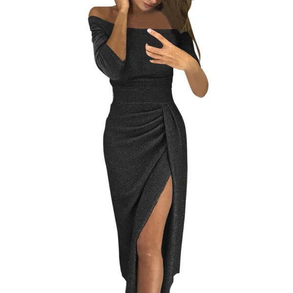 Women's Tube Strapless Maxi Dress Side Slit Bodycon Dress Cocktail Dress - Image 13