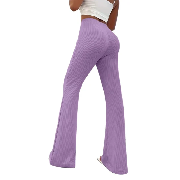 Womens Fashion Stripe Loose Solid Sweatpants Casual Trousers Bell Bottom Yoga - Image 32