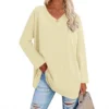 Women's shirt loose collar solid color women's top - Image 2