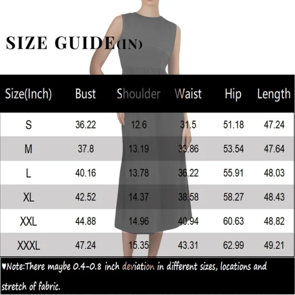 Women's Casual Fashion Round Neck Sleeveless Solid Irregular Hem Midi Dress - Image 24