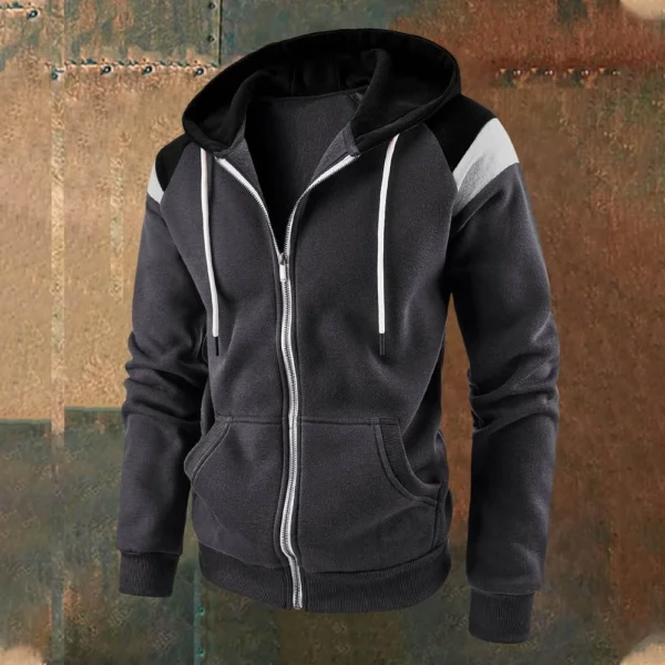 Men's Color Contrast Fashion Hoodie Men's Casual Sports Coat - Image 19