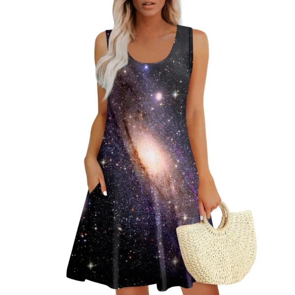 Womens Summer Dresses Easter Print  Loose U Neck Sleeveless Sundresses Dress - Image 13