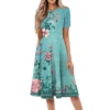 Women's Loose Casual And Fashionable Round Neck Short Sleeved Printed Mid - Image 6