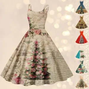 Women's Gothic Cocktail Strapless Christmas Printed Punk Sexy Dress Fashion