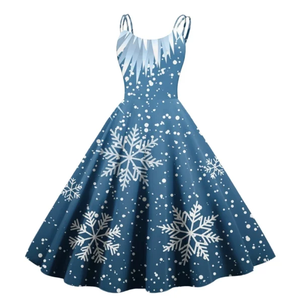 Women's Strapless Punk Sexy Gothic Cocktail Fashion Printed Dress Christmas - Image 7