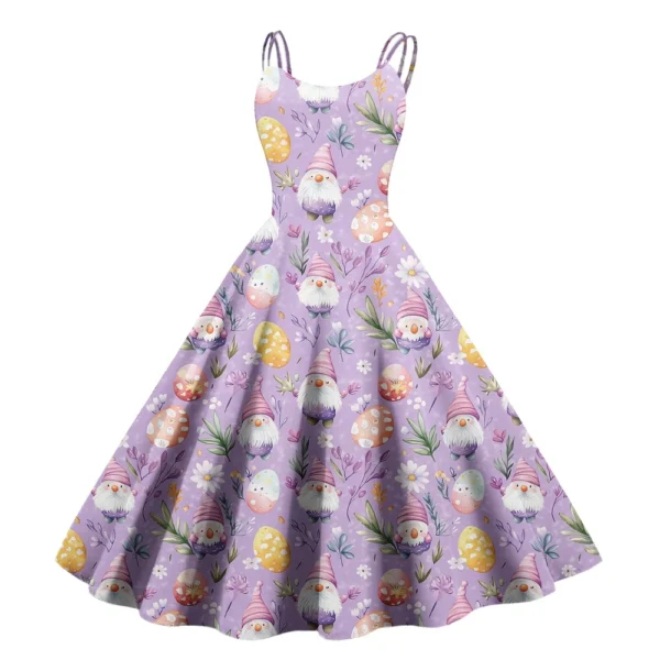 Women's Casual Fashion Print Sexy Off Shoulder Punk Retro Dress Retro Dress - Image 9