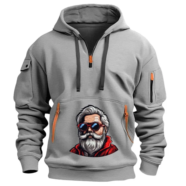 Men's Printed Sweatshirt Hoodie Zipper Arm Pocket Cardigan Men's Sports Large - Image 7