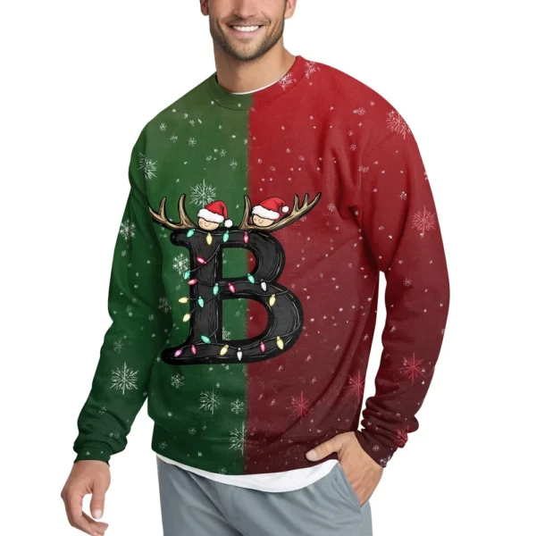 Men's Casual Fashion Comfortable Christmas Printed Round Neck Pullover - Image 26