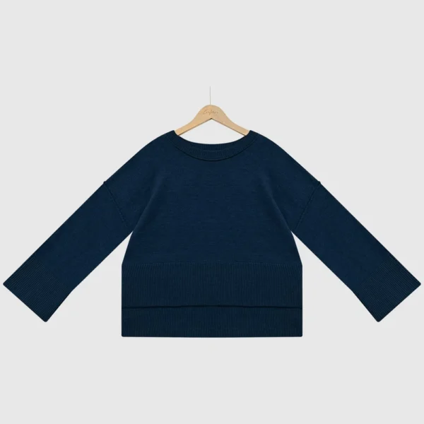 Women's Solid Color Round Neck Bell Sleeve Pullover Knitwear Fashion Short - Image 11