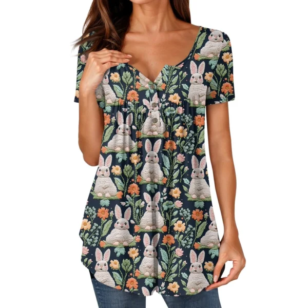Women's Short Sleeved Fashion Printed Daily Round Neck Loose Casual T-Shirt - Image 17