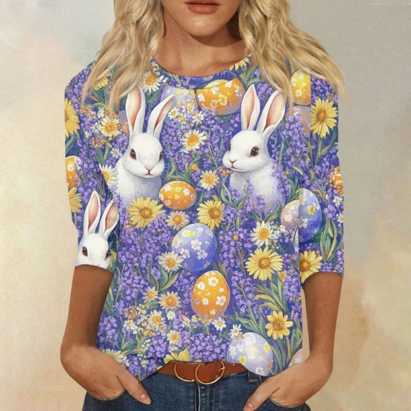 Women's Loose Printed Casual Round Neck Short Sleeved Daily Fashion T-Shirt - Image 37