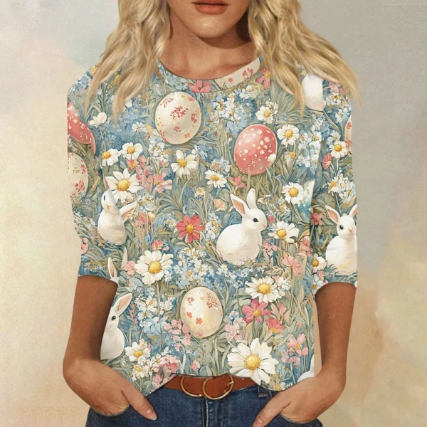 Women's Loose Printed Casual Round Neck Short Sleeved Daily Fashion T-Shirt - Image 19