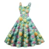 Women's Casual Fashion Print Sexy Off Shoulder Punk Retro Dress Retro Dress - Image 19