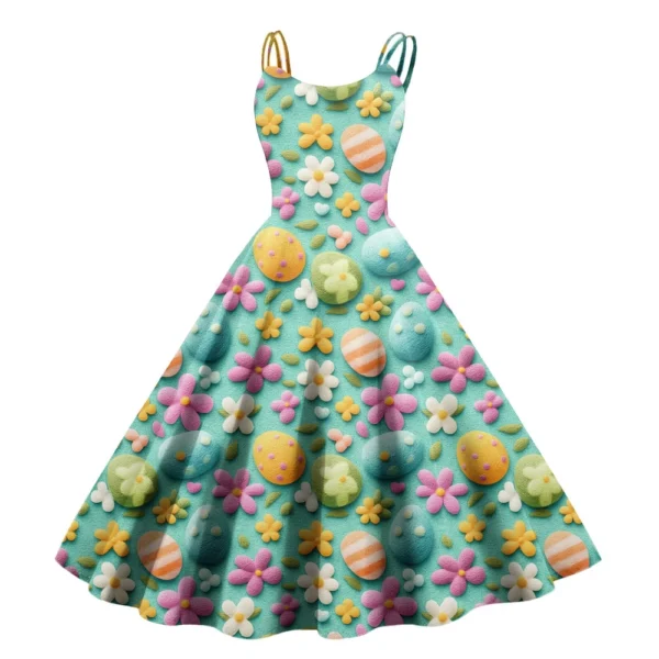 Women's Casual Fashion Print Sexy Off Shoulder Punk Retro Dress Retro Dress - Image 19