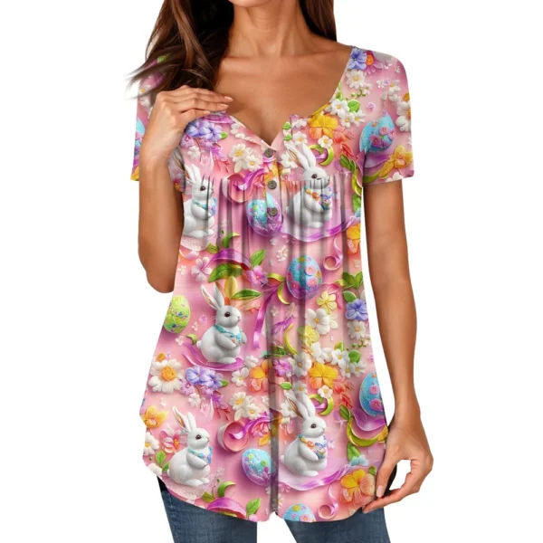 Women's Loose Round Neck Printed Fashion Short Sleeved Casual Daily T-Shirt - Image 2