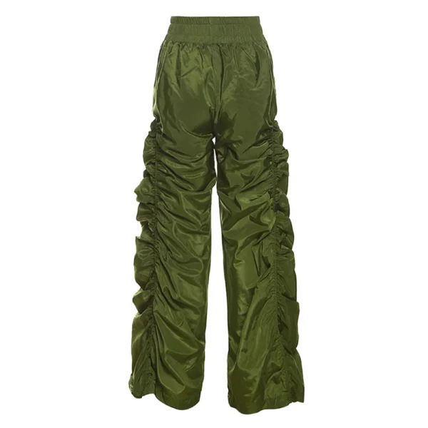 Women's Solid Color Baggy High-waisted Hip Lift Pleated Baggy Lace-up Casual - Image 10