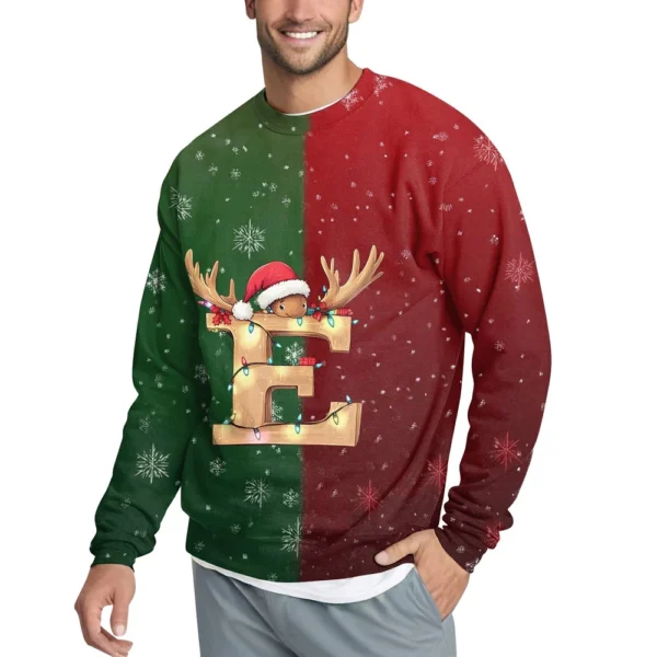 Men's Casual Fashion Comfortable Christmas Printed Round Neck Pullover - Image 5