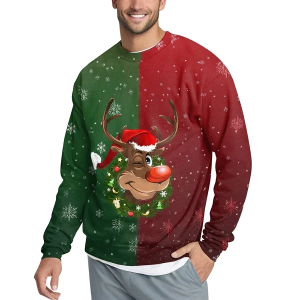Men's Casual Fashion Comfortable Christmas Printed Round Neck Pullover - Image 32