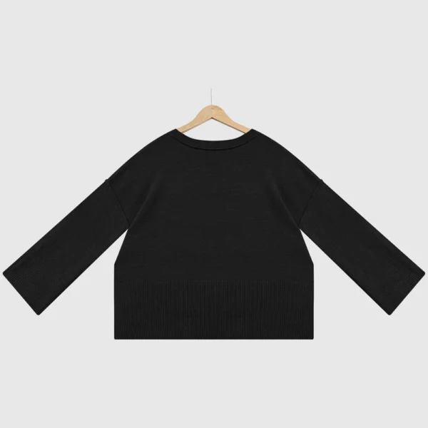 Women's Solid Color Round Neck Bell Sleeve Pullover Knitwear Fashion Short - Image 12