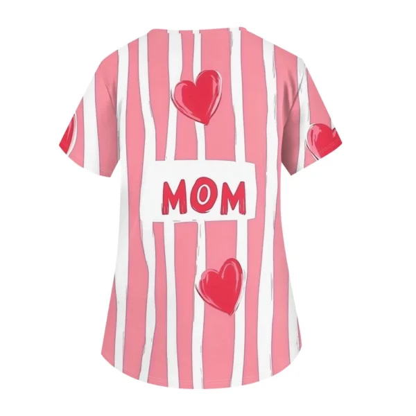 Women's Fashion V-neck Short Sleeve Workwear With Pockets Printed Tops - Image 12