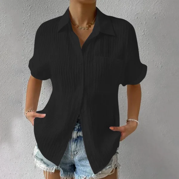Women's Patchwork Pocket Solid Color Temperament Casual Lapel With Shoulder - Image 16