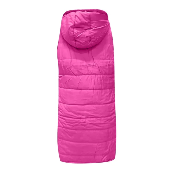 Women's Fashion Solid Color Hooded Single-Breasted Mid-Length Cotton Vest Slim - Image 12