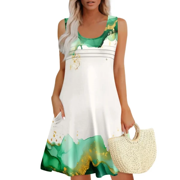 Womens Summer Dresses Loose  Sleeveless Sundresses Dress With Pockets - Image 31