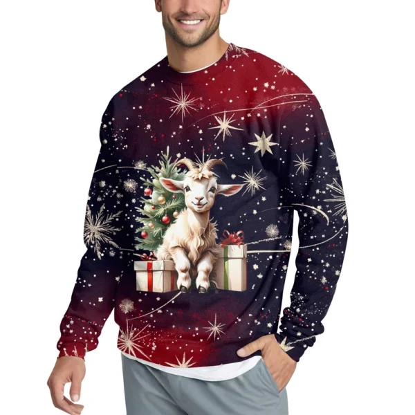 Men's Casual Fashion Comfortable Christmas Printed Round Neck Pullover - Image 11