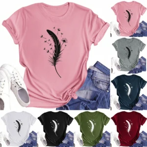 Women's Printed Round Neck Loose Daily Casual Short Sleeved Fashion T-Shirt