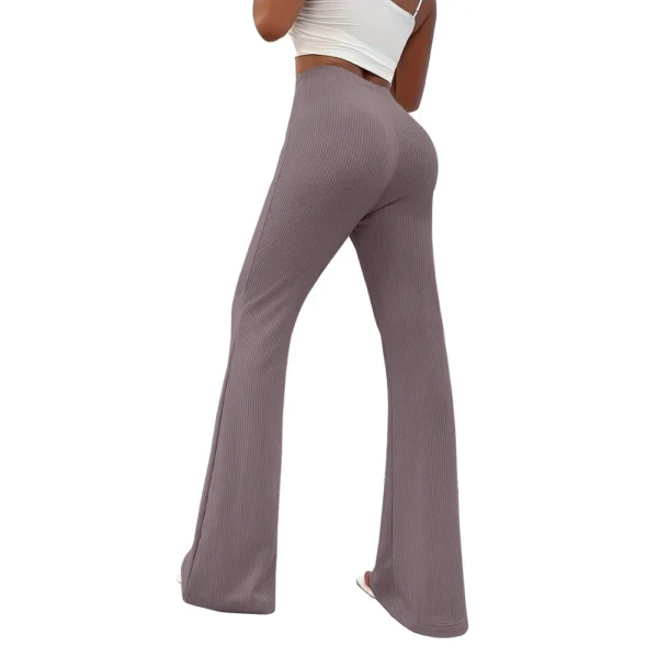 Womens Fashion Stripe Loose Solid Sweatpants Casual Trousers Bell Bottom Yoga - Image 24