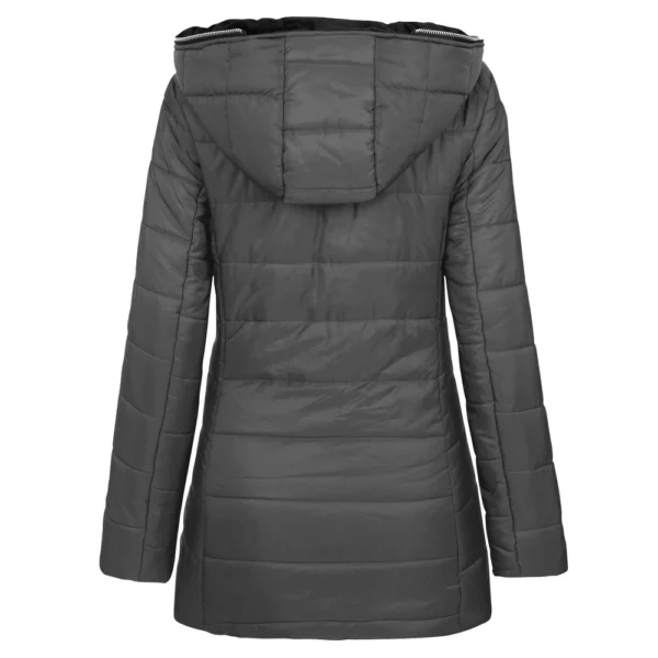 Women's Hooded Warm And Cotton Jacket With Pockets Long Zipper Jacket Cotton - Image 8