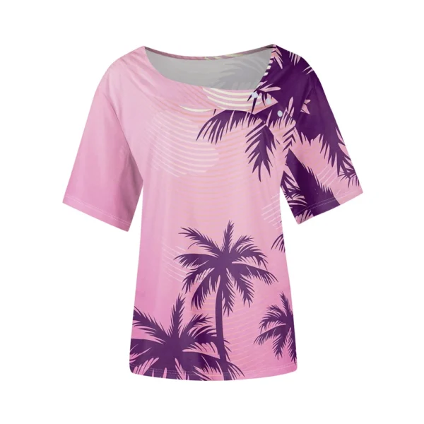Women's Printed Casual Fashion Loose Daily Short Sleeved Round Neck T-Shirt - Image 11