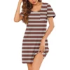 Womens Summer Dresses Short Sleeve Linen Casual T-Shirt Dresses Swing Beach - Image 14