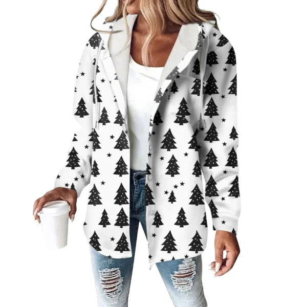 Women's Coat Casual And Fashionable Composite Thick And Warm Printed Hooded - Image 8