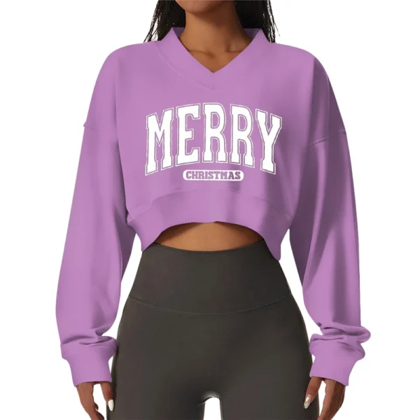 Women's Casual Fashionable Comfortable Padded V-Neck Christmas Printed Long - Image 38