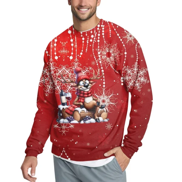 Men's Casual Fashion Comfortable Christmas Printed Round Neck Pullover - Image 32