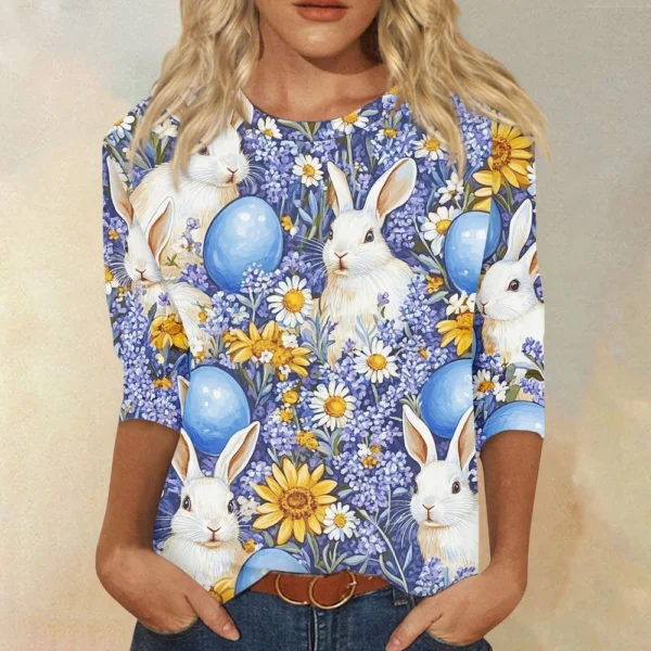 Women's Loose Printed Casual Round Neck Short Sleeved Daily Fashion T-Shirt - Image 28