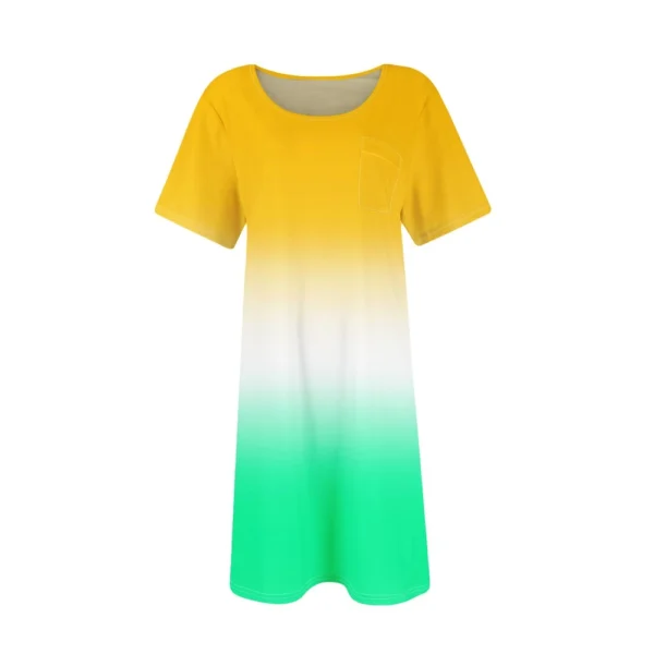 Womens Summer Dresses Short Sleeve Linen Casual T-Shirt Dresses Swing Beach - Image 12