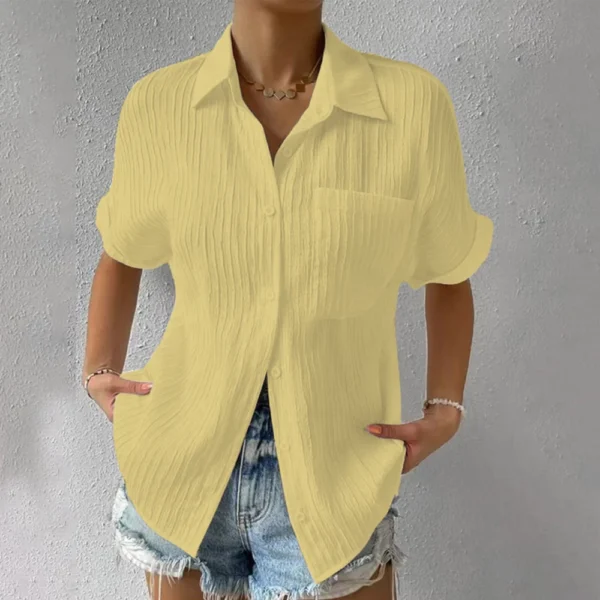 Women's Patchwork Pocket Solid Color Temperament Casual Lapel With Shoulder - Image 34